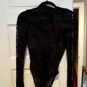 Elegant Black Floral Bodysuit